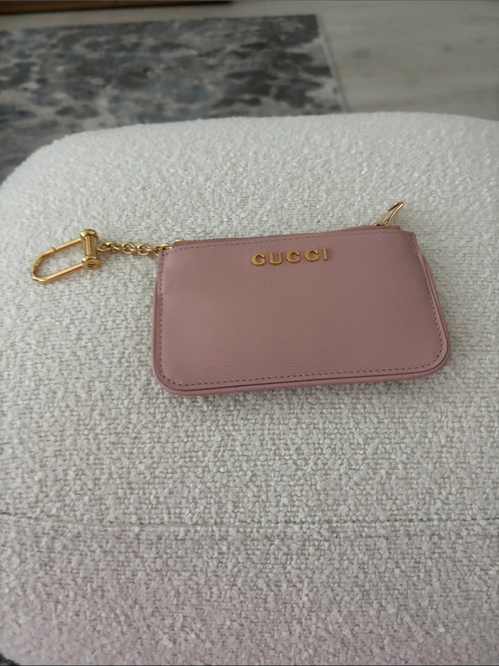 Gucci Dusty Pink Leather Key & Card Holder with Gold Hardware